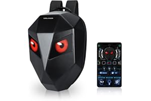 Crelander LED Laptop Rucksack, Motorrad Rucksack mit Augen Anzeige, 3D Hard Shell Ritter Helm Tasche Programmierbare Reisetasche Dynamischer Pixel Daypack