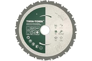 TWIN-TOWN HM Lama per sega circolare multifunzione, 210 x 30 mm, Z24, ideale per legno, legno con chiodi, acciaio, alluminio, acrilico, plastica, laminato e MDF, per sega obliqua