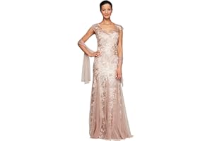 Alex Evenings Damska długa sukienka dopasowana i rozkloszowana z detalami Godet (petytowa i regularna), Różowe złoto, 44-wąska talia