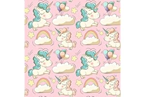 PINGIANER Tessuto 100% cotone per bambini per cucito, motivo animali, 100 x 160 cm, 1 m (unicorno rosa)