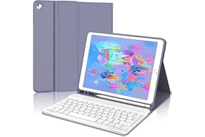 JADEMALL Custodia Tastiera per iPad 6/5 Generazione 2018/2017 9.7", iPad Air 2/1 2014/2013, Italiana QWERTY Tastiera Bluetooth Magnetica Staccabile per iPad 9.7 Pollici, Viola