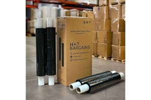 HOT BARGAINS 10 X Black Pallet Wrap Roll Extended Core 400mm x 300m, 35mu Black Stretch Shrink Cling Film 1.5kg Wrapping Roll for Moving House, Furniture & Industrial Uses (10)