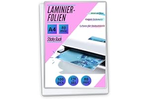 MK MARC KINDERMANN 100 PREMIUM Heiß-Laminierfolien DIN A4 - selbstklebende Rückseite 2 x 80mic (160 mic) - glänzend