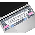Shortcuts Keyboard Cover for MacBook Pro 13 with Touch Bar and 15 inch(Model A2159/A1989/A1990/A1706/A1707),Released in 2019 2018 2017 2016,with Mac OS X Shortcut Keyboard Skin Protector-Grey