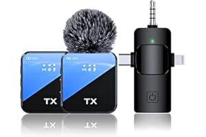 FOKiRa 3 in 1 Mini Wireless Lavalier Microphone for Interview/Vlogging/Streaming/Podcasting and More. Built-in Enhanced Intelligent Noise-Canceling Technology.