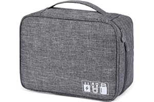 Megcdtr Electronic Organizer, Travel Cable Organiser Bag, Universal Carry Travel Gadget Bag, Waterproof Electronics Accessories Storage Case for iPad Cables Chargers Hard Drive Power Bank (Grey)