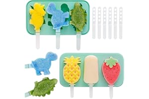 KIKVTER 2 Stück Eisformen Eis am Stiel, Eis am Stiel Formen, Eisformen Silikon Kinder, Wiederverwendbar Eis Selber Machen, DIY Eiscreme Stick Früchte Tiere Hausgemachte Eis am Stiel für DIY Eis