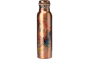 Zap Impex reines Kupfer Multicolor Farbe wasserflasche für ayurvedische gesundheitliche vorteile Joint Free auslaufsicher (Kupfer, 900ml)