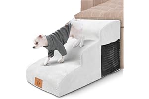Myiosus Schody dla psów i kotów, wysokiego gęstości pianka antypoślizgowa, wodoszczelne schody do prania, 3 stopnie, dla zwierząt domowych