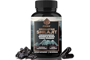 DASHR Shilajit, 120 Capsule di Shilajit, Shilajit Puro, Ricco di Oltre 85 Oligoelementi, Ginkgo Biloba, Cordyceps Mushroom, Turmeric, Completamente Vegetale per Aiutare a Reintegrare le Energie