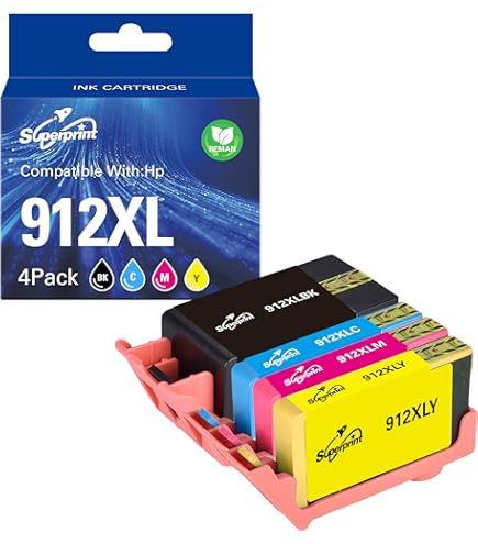 Encre Originale Officejet Lot De 4 Cartouches HP 912 - Encre Originale Pour Imprimantes Officejet Pro 8010-8025 Encres Origine Officejet Pro