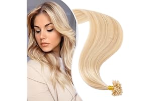 Elailite Extension Cheratina Capelli Veri 50 Ciocche 100% Remy Human Hair Balayage con Keratina Invisibili Capelli Indiani 40g 35cm #18/#613 Beige Sabbia Biondo/Bleach blonde