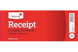 Silvine Quittungsbuch, Scheckbuch-Stil, 40 Quittungen pro Buch (80 x 202 mm)