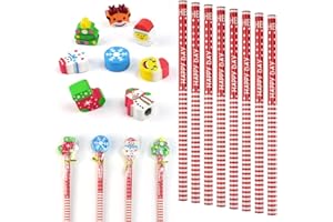 Kleemeiero 60 PZS Lápiz de Madera con Goma, Lápices de Navidad, Lápices Regalos Infantiles Triangulares Ergonómico, Lápices Grafito con Borrador para Niños, Colegio, Cumpleaños, Fiestas, Bautizos