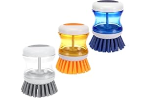 GOWKEEY Brosse Vaisselle 3 Pièces avec Distributeur de Liquide, Nettoyage de la Vaisselle et des Casseroles