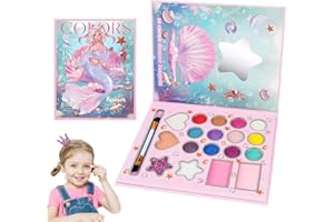 MWUMRCM Set di trucchi per ragazze, 18 Colore valigetta trucchi e lavabili per bambini, kit di trucco da Halloween per bambini, kit di trucco da principessa DIY per bambina, Regali adorabili per bambine