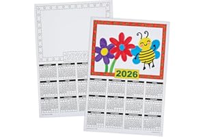 Baker Ross FN645 Calendar Blanks 2026 – Pack of 12, Plain Calendar Sheets for Customising and Personalising Your Own 2026 Planners, Ideal for School, Office, and Creative Projects