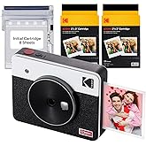 KODAK Mini Shot 3 Retro 4PASS 2-in-1 Instant Camera and Portable Photo Printer (7.6 x 7.6 cm) plus Package with 68 Sheets, Wh