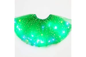 Faderr Girls Tutu Skirt with LED Lights Children Skirt Classic Kids Tulle Tutu Skirt for Birthday Party Holiday Party Dress Up Costume (Dark Green)