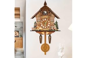 GMSLUU Orologio a cucù in legno, anticato, decorazione per la casa, per soggiorno, camera da letto, studio