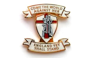 SENLAK ENGLAND LAPEL BADGE "COME THE WORLD AGAINST HER - ENGLAND YET SHALL STAND" - Patriotic Pin Badge, Crusader, UK Seller