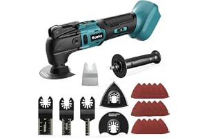 Ecarke Batteridrivet multifunktionsverktyg för Makita-batteri 18 V Li-Ion, multiverktyg 6 justerbara hastigheter, borstlös motor för borttagning, skrapning, skärning med 23 tillbehör (batterier ingår