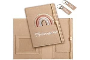 CHINGCOO Custodia per Libretto Sanitario in Feltro, Cartella Gravidanza Portadocumenti, Custodia per Passaporto Materno con 2 Portachiavi, Regalo per Future Mamme e Neonati, per Passaporto di Vaccinazione