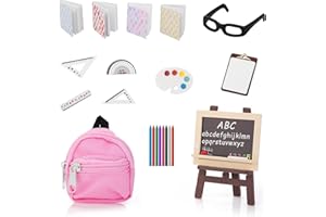 Cobee 22 szt. miniaturowe przybory szkolne dla lalek wiek 12+, 1:12 domek dla lalek mini zestaw szkolny lalka miniaturowa książka plecak tablica schowek linijki kredka zestaw do zabawy domek dla lalek