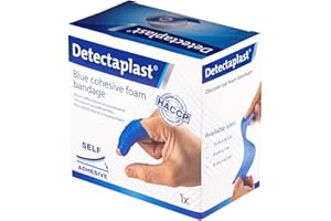 Pansement Detectaplast, pansement auto-adhésif pour plaies et blessures, rouleau de pansements imperméable pour la manipulation des aliments, super élastique, 6cm x 4,5m