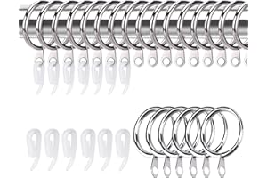 50 Stück Vorhangringe aus Metall, KissDate 30mm Set Gardinenringe mit Haken Vorhangringe Metall Hängende Ringe,Vorhänge Gardine Ringe und Haken für Fenster Tür Duschvorhänge(Silber)
