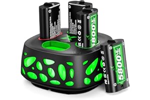 PONKOR 5800mWh Batterie pour Xbox One/One S/X/Xbox Series S/X, 4 x 5800mWh Batterie Rechargeable 10 Couleurs Mode LED RGB Station de Charge Rapide 2.5 Heures