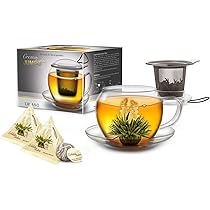 Tazza Da Tè XXL Con Colino Integrato - Set 3 Pezzi In Vetro Con Coperchio E Piattino - Foto 10