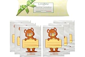 Lovabear 6 Bustine Corredino Neonato – Sacchetti Perlate, Buste Ospedale Nascita, Chiusura con Cursore Ermetico, 6pz Porta Primo Cambio Vestiti Borsa Parto, Cambio Asilo Nido