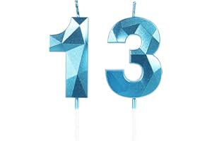 Yiran 13th Birthday Candles, Number 13 Candle, Blue Candles, Birthday Candle for Cake, Cake Candles Cake Topper Decor for Boys Men Birthday Party Wedding Anniversary Supplies (LZ-LS-13)