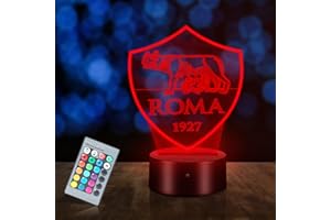 HooJtny Lampada Roma Calcio, Roma Gadget Calcio Luce Notturna 3D Led, 16 Colori USB Ricaricabile, Regalo per Bambini