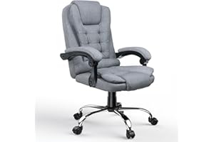 naspaluro Sedia da Ufficio Ergonomica, Poltrona Direzionale con Sedile Largo, Sedia Ufficio Reclinabile con Braccioli Imbottiti et Altezza Regolabile, Rotelle Silenziose, Grigio