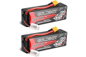 GOLDBAT 5200mAh 3S lipo battery 11.1V RC battery Hard Case with XT60 Plug for RC Car Airplane Helicopter Boat Buggy Truck Helicopter Airplane Racing Models(2 Packs)