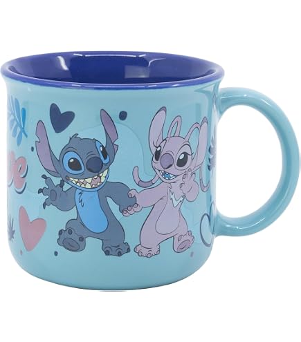 Lilo & Stitch Angel Couple Tasse – 325 Ml, Babyblau, Aus Keramik, Spülmaschinenfest & In Geschenkbox