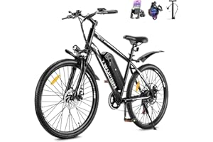 TWOFISH Electric Bike for Adults, 26" Electric Mountain Bike with 36V 15Ah Battery and 250W Motor, 100KM Max Range, 7-Speed E Bike with LED Display, Disc Brakes, Cruise Control, TF-1