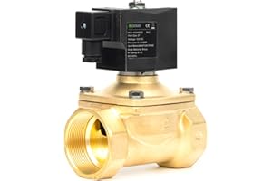 U.S. Solid Electroválvula latón G 2 pulgada 12 V CC normalmente cerrada NC 10 bar, válvula eléctrica para agua, aire, diésel, queroseno, gasolina