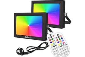 ‎MEIHUA MEIHUA 35 W RGB LED Spotlight with Remote Control Outdoor Spotlight IP66 Waterproof Colour Changing Dimmable Floodlight 12 Colours Multifunction with Timer for Tree Garden DJ Home Party Christmas