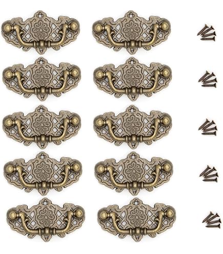 2-Pack Bronze Heavy-Duty Zinc Alloy Drawer Pulls – 6-Inch Center Floral Vintage Cabinet Handles, Ornate Style For Dressers & Furniture