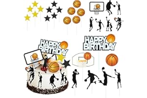 TAFACE 29-teiliges Basketball-Kucheneinsatz-Set, Geburtstagskuchen-Dekoration, Cupcake-Einsätze, gebackene Dessert-Flaggen, geeignet für Geburtstagsfeiern, Basketball-Mottopartys