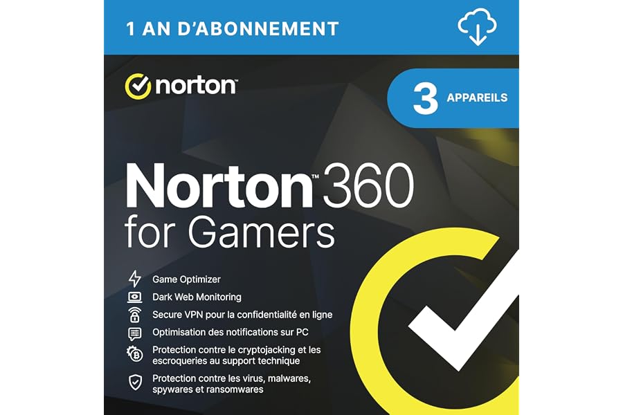 Norton 360 Gamers Edition 2025 | 3 Appareils | Téléchargement