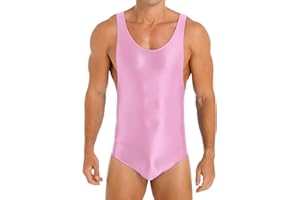 CHICTRY Mens Stretchy One-Piece High Cut Thong Leotard Bodysuit Racerback Wrestling Singlet Swimsuit