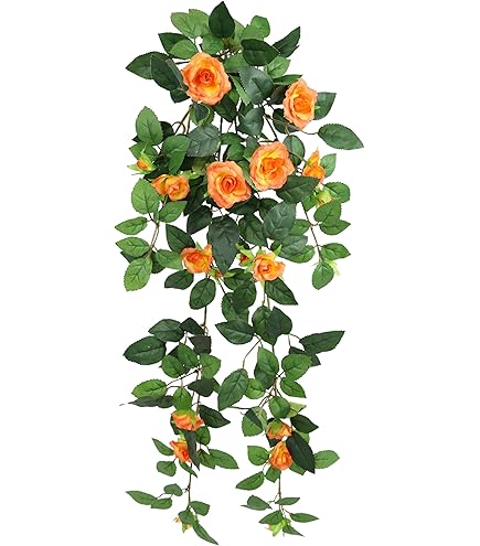 6 Stück Künstliche Rosengirlanden, 240 Cm, Orange-gelb – Für Hochzeit, Garten & Wanddekoration