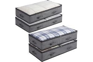 RLAVBL Förvaringspåse under sängen 120 L, 4-pack stor förvaringslåda under sängen med lock, garderobsförvaringsväskor med dra