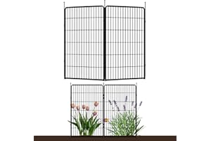 SUNSGROVE Doorless Garden Fence 114 cm(H) x 1.4 m(L) 2 Panels, Heavy Duty Metal Animal Barrier Fence, No Dig Fences for Dogs, Garden, Black