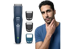 Philips India's No.1 Men's Trimmer* | Skin Safe Beard Trimmer for Men | Durapower tech | Self Sharpening Blades | Skin Protect Comb | 30 min runtime USB charging | No oil needed | 2yr warranty |BT1244