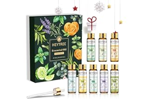 HEYTREE Aceites Esenciales Set 8 x 10ml, Aceites Puros de Aromaterapia Natural - Lavanda, Eucalipto, Árbol de Té, Vainilla, Menta, Hierba de Limón, Bergamota, Naranja